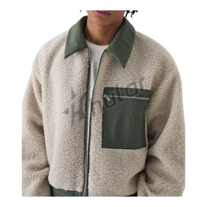 Streetwear OEM Logo Brodé Bomber Veste Col Fermeture Éclair Oversize Imperméable Vintage En Cuir Cargo Veste Manteaux Hommes - Product Image 3