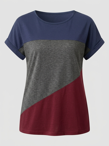 Camiseta de Mujer de Talla Grande, Ligera, con Patrón Sólido, Corte Holgado, Transpirable, Estilo Verano, Cuello Redondo, Servicio OEM - Product Image 4