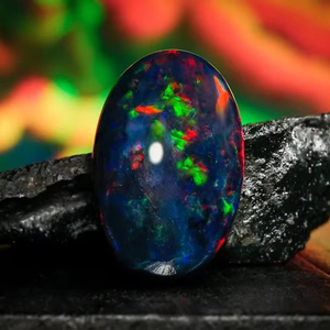 <b>7</b> Carat Ethiopian Black Opal Cabochon Oval Shape Welo <b>Fire</b> Opal AAA Quality Jewelry Making Loose Gemstone - Product Image 1