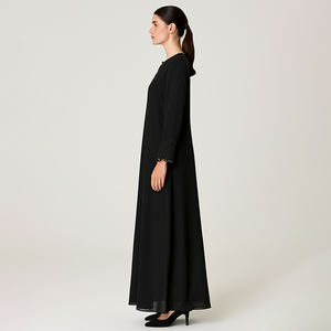 Vestido Abaya modesto para mujer, nueva colección, tela Georgette hecha a mano, estilo musulmán malasio elegante, poliéster de talla grande - Product Image 5