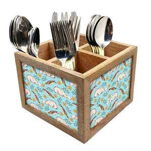 ที่ใส่ช้อนพิมพ์ลายไม้ที่ใส่ช้อนส้อมดีไซน์หรูหราสำหรับจัดระเบียบในห้องครัว - Product Image 2