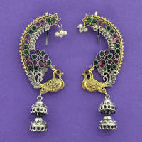 Pendientes de Aro de Latón Oxidado con Baño de Dos Tonos para Mujer - Joyería de Moda de la India