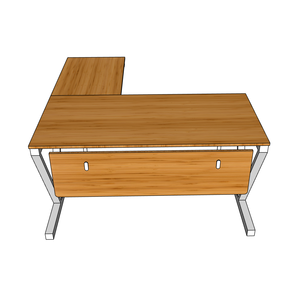 BFVB009-VBamboo 140x150cm L-Shaped <b>Desk</b> with Foldable Iron Legs and Drawer for Home Office or Computer Setup - Product Image 5