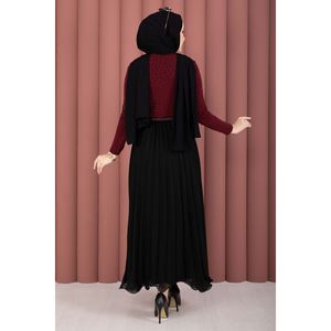 Robe moulante bordeaux avec détails en pierres et effet sable - Product Image 5