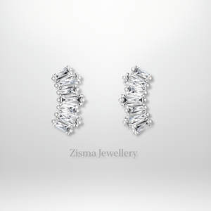 Boucles d'oreilles de luxe en diamant baguette pour lobe et cartilage 14K Gold Lab Grown Natural Diamonds IGI Certified Wholesale - Product Image 4