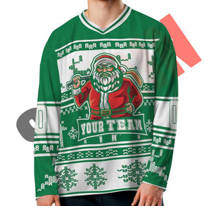 Mayorista Personalizado Premium Profesional Inline Hockey Jerseys Navidad Jersey Transpirable Poliéster Malla Roller Hockey Ropa - Product Image 1