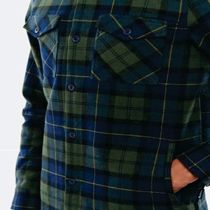 Básico doble bolsillo 100% algodón manga larga botón a presión deportes al aire libre camisa de trabajador occidental para hombres - Product Image 4