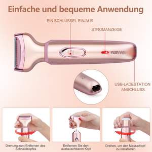 Afeitadora Eléctrica Portátil para Mujer 2 en 1, Húmeda y Seca, con Doble Cuchilla para Cara, Brazos, Piernas, Axilas y Línea del Bikini, Resistente al Agua - Product Image 4