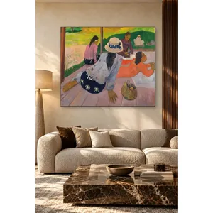 Impression sur toile Fida Gauguin : Femme tahitienne au repos sur la véranda - Product Image 5