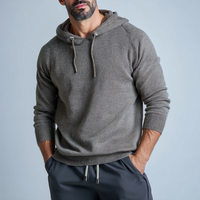 Pull à capuche en maille de luxe pour homme, mélange d'alpaga, doux, chaud, écologique, anti-boulochage, respirant, brodé, décontracté, doublé, printemps