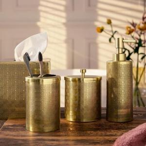 เครื่องจ่ายสบู่เหลวทำจากเหล็กทองแดงสีทองสามารถเติมได้พร้อมปั๊มสำหรับล้างมือ - Product Image 1