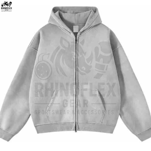 Sudadera con Capucha y Cremallera de Alta Calidad, 100% Algodón, Lavado Ácido, Serie High Street, Lavado Básico, Mezcla de Algodón, Sudadera con Capucha y Cremallera con Lavado Ácido - Product Image 5