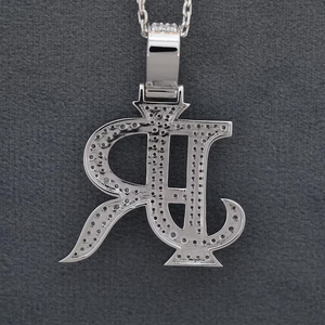 Collar de Hip Hop de Lujo con Colgante de Letra JR con Diamantes de Imitación VVS Moissanite y Plata 925 - Product Image 4