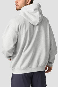 Ventas al por mayor de hombres 100% algodón gris en blanco peso pesado sudaderas con capucha grueso logotipo personalizado hombro caído Gymwear sudaderas con capucha de gran tamaño para hombres - Product Image 3
