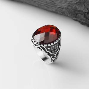 Azuris <b>Turkey</b> 925 Sterling Silver Men's <b>Ring</b> Ottoman Style Natural Black Stone Model VALKH1446 - Product Image 3