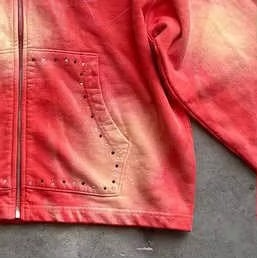 Survêtement Oem Vintage lavé poids lourd pantalons de survêtement à capuche ensembles Logo personnalisé impression hommes broderie strass survêtements - Product Image 5