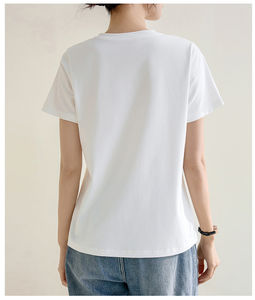 Camisetas ligeras con cuello en V para mujer, personalizadas, de algodón premium, informales, transpirables, camisetas con cuello en V para mujer - Product Image 4