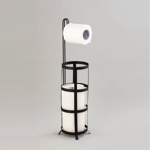 ที่ใส่ม้วนกระดาษชำระสีดำแบบตั้งที่ใส่กระดาษชำระแบบเหล็กที่ใส่แบบตั้งเครื่องครัวบ้านไร่ทำจากโลหะสีดำ - Product Image 2