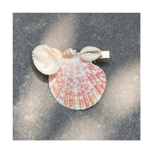 Pinza de pelo de concha Natural-Pinza de pelo de concha de almeja hecha a mano-Accesorio de verano para mujeres niñas Tema de sirena de playa - Product Image 4