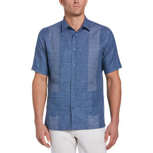 Camicia Guayabera Casual da Uomo Cubavera, 100% Cotone Popeline Traspirante, Tinto in Filo a Righe, Taglie dalla S alla 6XL, Maniche Corte - Product Image 1