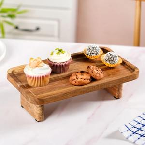 Versatile Multi-purpose wooden <b>riser</b> platter Elevated wooden serving platter Wooden <b>riser</b> platter for decor and food - Product Image 1