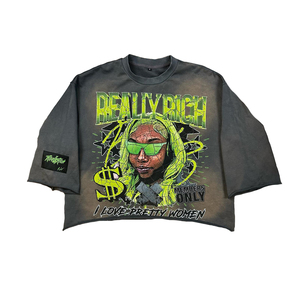 Personalizada Unisex de lujo 100% algodón gráfico desgastado recortada Boxy suelta Ajuste de gran tamaño pantalla impresa Camiseta para los hombres - Product Image 3