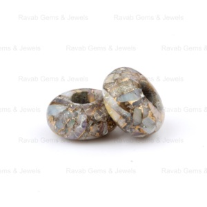 14x8mm Natural etíope Rosa ópalo cobre suave Briolette Rondelle gran agujero piedras preciosas cuentas sueltas para fabricación de joyas mayorista - Product Image 3