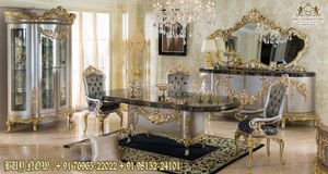 Juego de mesa de comedor de 6 plazas para Villa de lujo moderna, mesa de comedor tallada a mano real de lujo, juego de mesa de comedor de 6 plazas de estilo europeo - Product Image 6