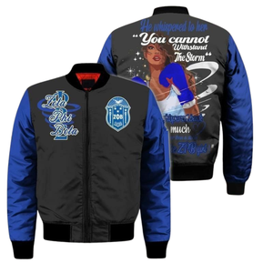 Veste en satin de la sororité Zeta Phi Beta, vêtements grecs haut de gamme pour femmes, bleu et blanc, broderie de bouclier ZPB 1920, look universitaire - Product Image 3