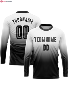 Maillot uniforme de football à manches longues à sublimation personnalisée ensemble de mode blanc et noir 100% polyester - Product Image 6