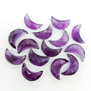 Amatista Natural Facetada en Forma de Luna Creciente para Joyería, 12 mm, Amatista Tallada a Mano, Lunas Talladas, Briolette - Product Image 2