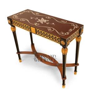 Mesa Consola Clásica de Lujo Pintada a Mano con Detalles en Dorado - Product Image 4