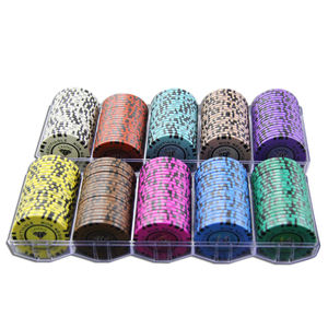 Ficha de póquer de arcilla de 14 GM de calidad de Casino con bandeja de denominación de calcomanía interna de color y logotipo personalizado - Product Image 3