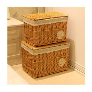 Caja de regalo de bambú y ratán hecha a mano, con Tapa Rectangular - Product Image 3