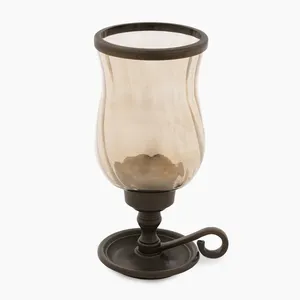 Soporte de vela de lujo mediano Vidrio transparente con soporte de metal Nuevo diseño para decoración del hogar Fiesta de Navidad Portavelas elegante - Product Image 1