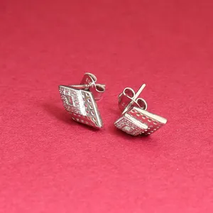 925 <b>Silver</b> Diamond <b>Stud</b> <b>Earrings</b> for Women Elegant Gift Jewelry - Product Image 2