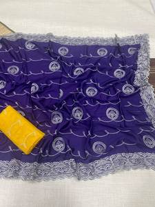 Routine quotidienne personnalisé imprimé fantaisie coupe bordure travail pur Chinon soie tissu longue longueur pré drapé Saree avec chemisier pièce - Product Image 4