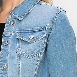 Veste en jean pour femme à manches longues, nouvelle arrivée, fabrication en usine, design personnalisé, prix bon marché, vente en gros de vestes en jean pour femme - Product Image 6