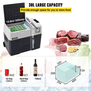 VEVOR ตู้เย็นในรถยนต์ 12V 30L ตู้แช่แข็งแบบพกพาโซนเดียวพร้อมล้อจับ -4F ถึง 68F ตู้เย็นขนาดกะทัดรัดสำหรับการเดินทางแคมป์ปิ้ง - Product Image 3