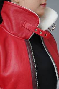 Blouson en cuir B3 Bomber en fourrure de mouton pour homme - Imperméable coupe-vent réversible Hiver Moto Mode - Product Image 4