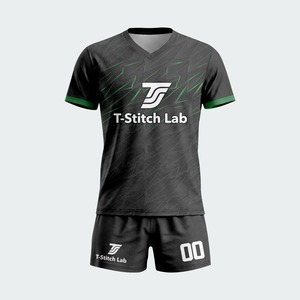 Nuova Elegante Divisa da Calcio 100% Poliestere ad Asciugatura Rapida, Manica Corta, Nome Squadra Personalizzato, Stampa a Trasferimento Termico, Collo a V, per Squadre Professionali - Product Image 4