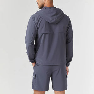 Tenues coupe-vent Ensemble en nylon Survêtement Porter veste de sport Coupe-vent zippé Couleur contrastée Ensemble de vêtements de jogging pour l'entraînement - Product Image 6