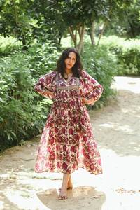 Robes maxi imprimées décontractées pour femmes, style été, vêtements de villégiature, prix, collection florale, coupe ample, en coton - Product Image 3