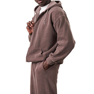 Vente en gros de survêtements délavés à l'acide de haute qualité avec fermeture éclair complète en pierre surdimensionnée pour hommes - Product Image 5