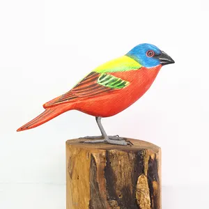 Figurine peinte en bois Animal pour la décoration du jardin ou de la maison, décoration extérieure en bois oiseau en bois