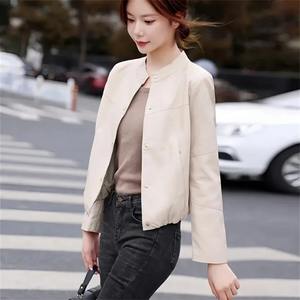 Veste en cuir pleine fleur printemps automne femmes 2025 nouveaux vêtements d'extérieur mode coréenne petit haut court femme vêtements en cuir - Product Image 6