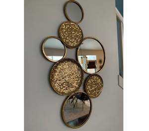 Ak Design Antique en laiton métal abstrait avec miroir Art mural - Product Image 1