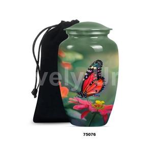 Urne adulte de crémation en aluminium noir papillon de haute qualité pour cendres humaines avec couvercle et sac en velours gratuit - Product Image 6