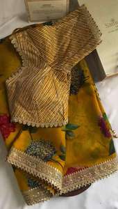 Saree en soie Tibby en tissu lourd avec chemisier avec fil et travail de séquence et travail imprimé numérique - Product Image 5