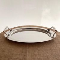 Plateau de service classique personnalisable en acier inoxydable de qualité supérieure, grand format, non toxique, poli, emballage personnalisé pour les tables de buffet et la restauration